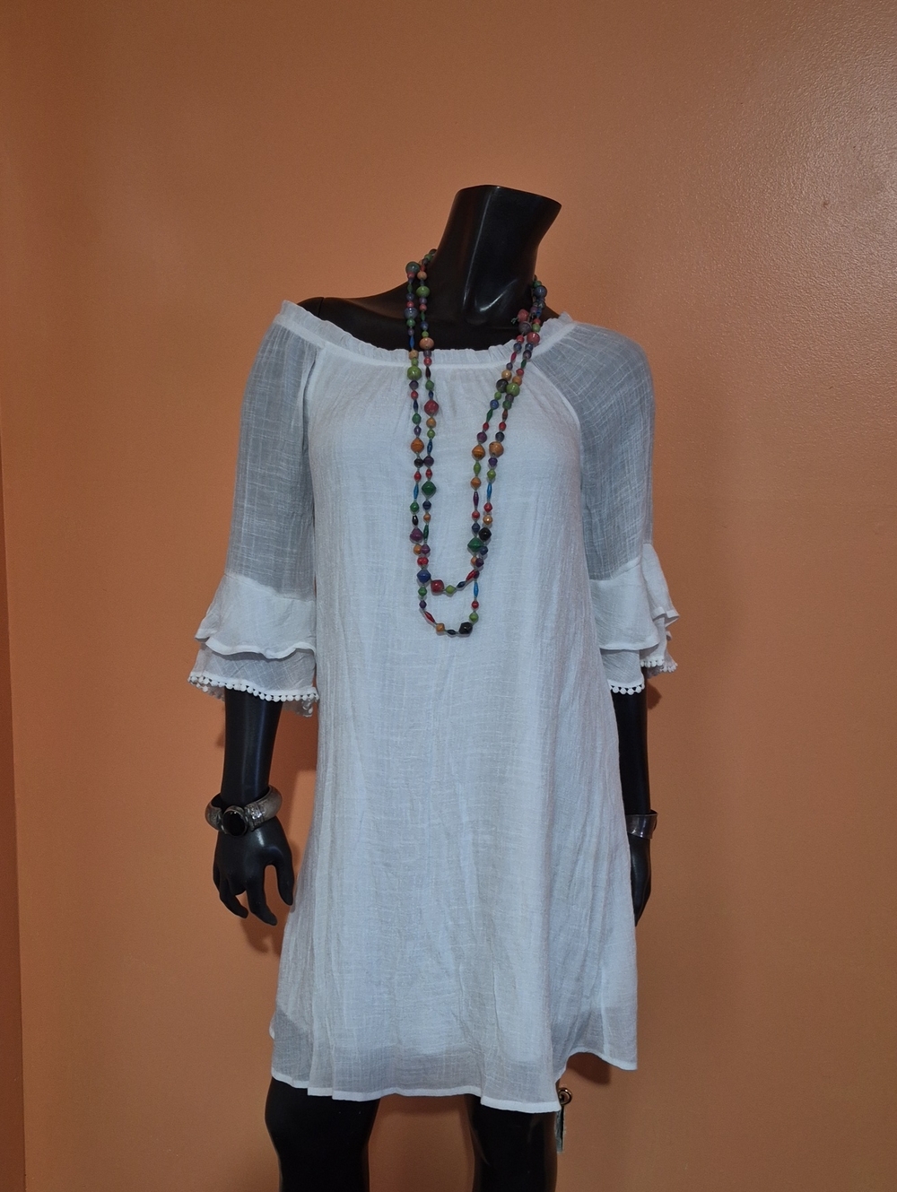 NAIF White Scooped Neck Dress